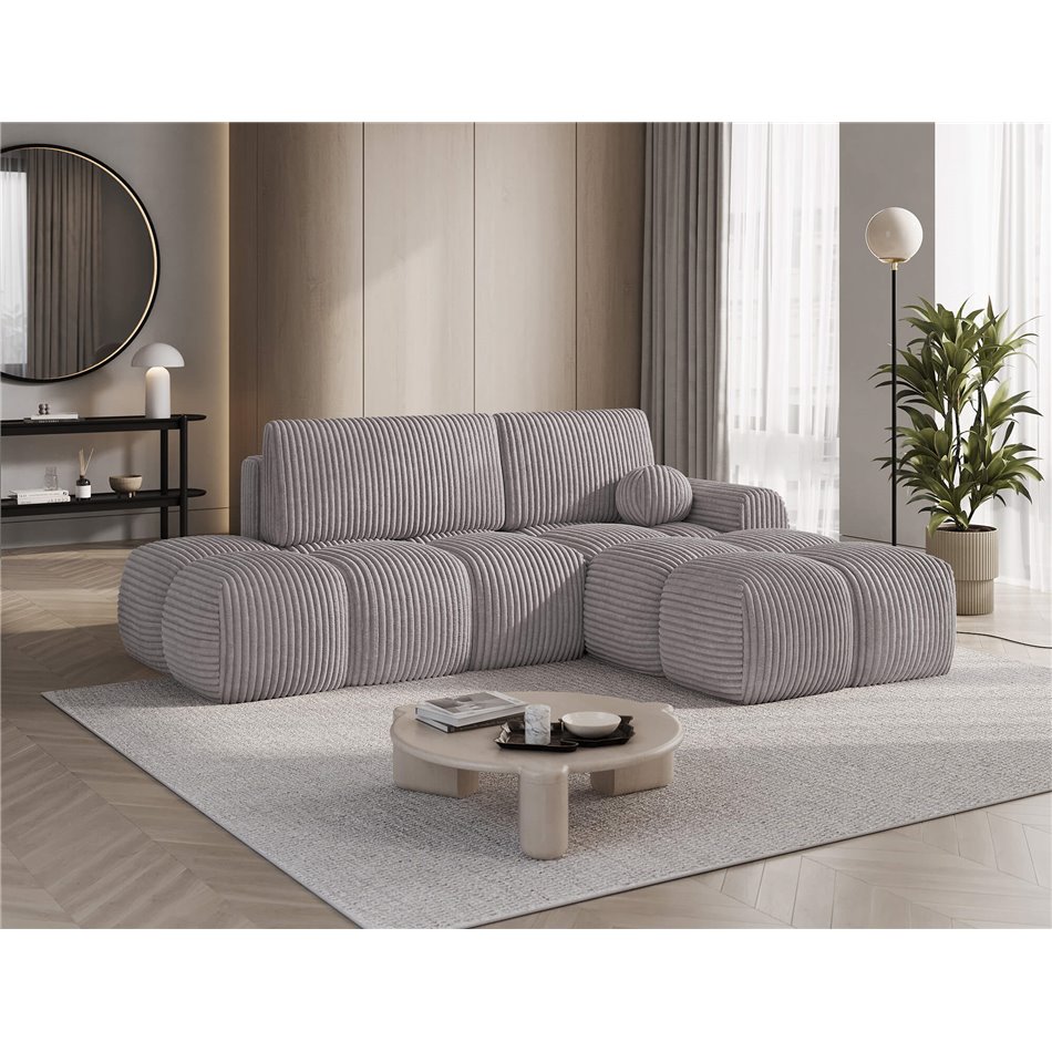 Corner sofa Elittario R, sleeping function, Modullo 03, grey, H95x227x170cm