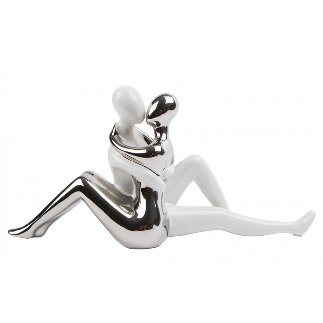 Декоративная фигура Love story, керамическая, белая/серебряная, 34.5x16.5cm