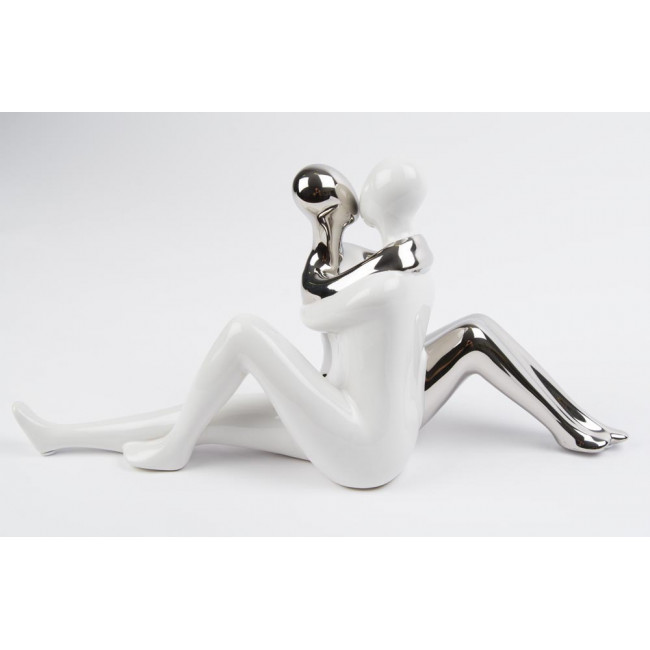 Декоративная фигура Love story, керамическая, белая/серебряная, 34.5x16.5cm