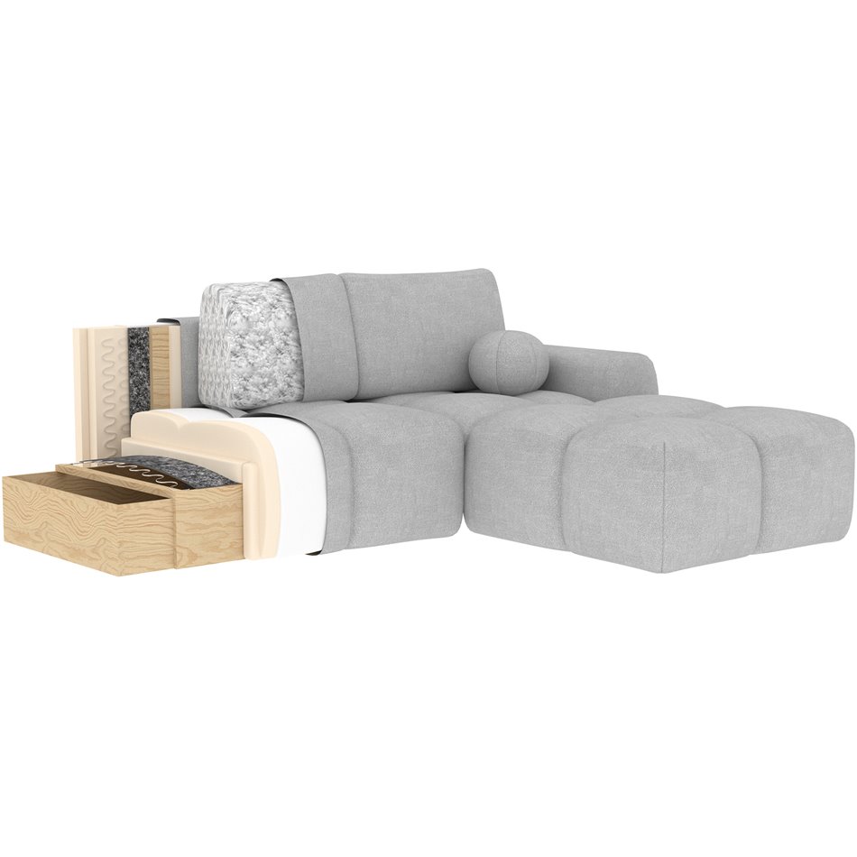 Corner sofa Elittario R, sleeping function, Royal 04, grey, H95x227x170cm