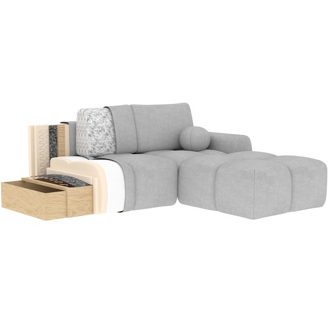 Corner sofa Elittario R, sleeping function, Royal 04, grey, H95x227x170cm