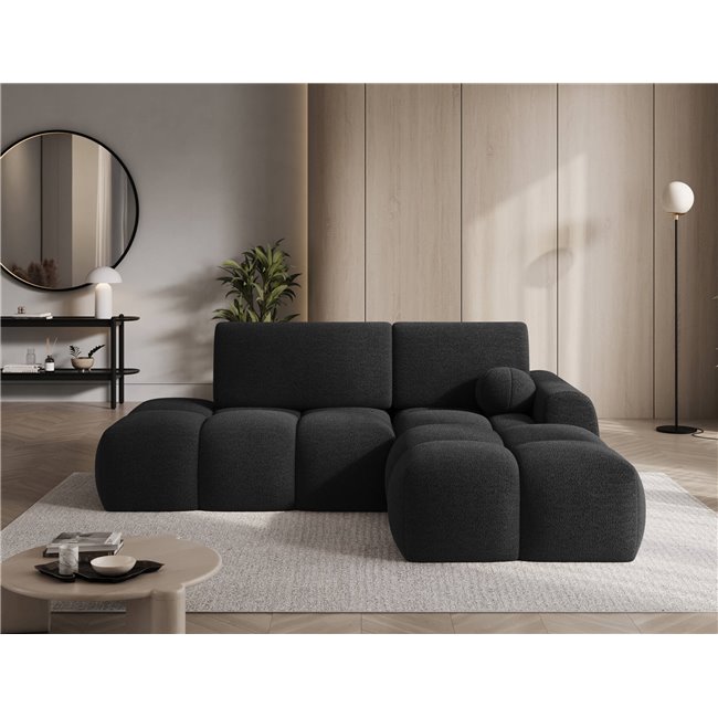 Corner sofa Elittario R, sleeping function, Royal 05, boucle, dark grey, H95x227x170cm