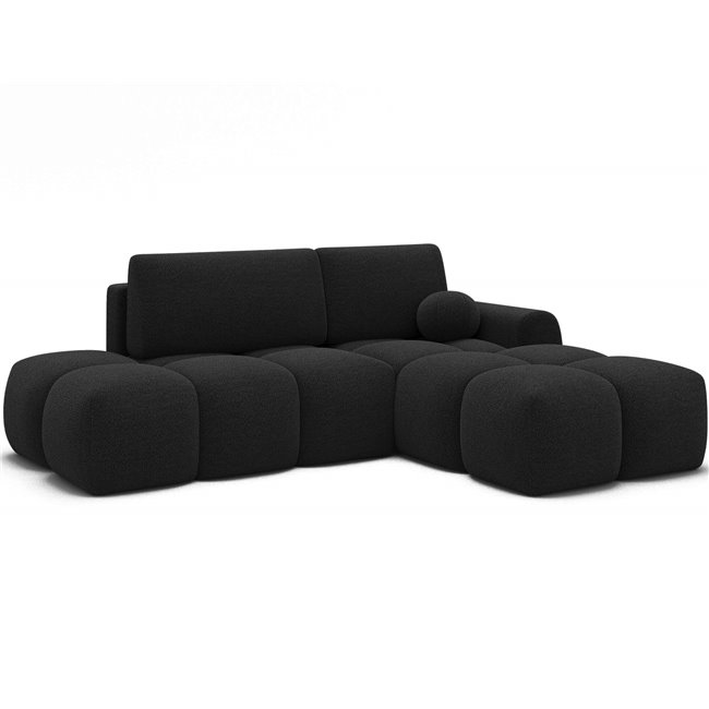 Corner sofa Elittario R, sleeping function, Royal 05, boucle, dark grey, H95x227x170cm