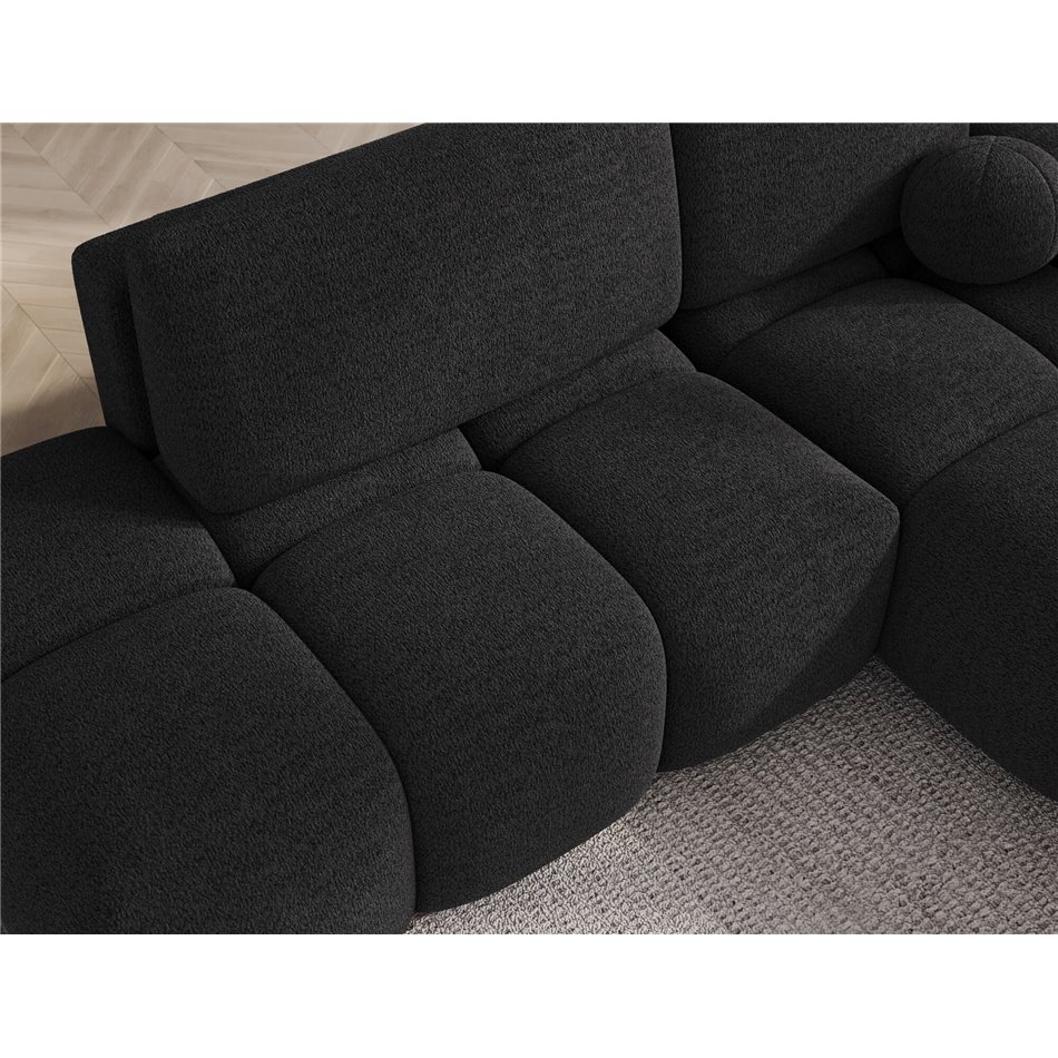 Corner sofa Elittario R, sleeping function, Royal 05, boucle, dark grey, H95x227x170cm