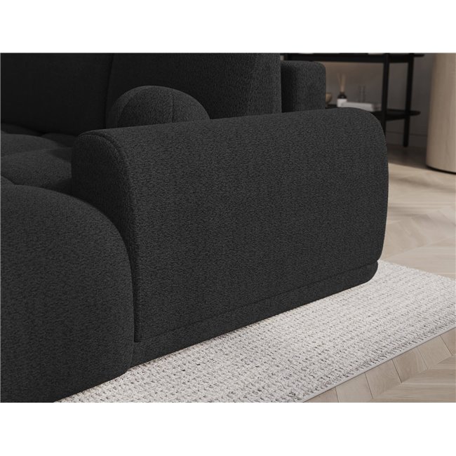 Corner sofa Elittario R, sleeping function, Royal 05, boucle, dark grey, H95x227x170cm