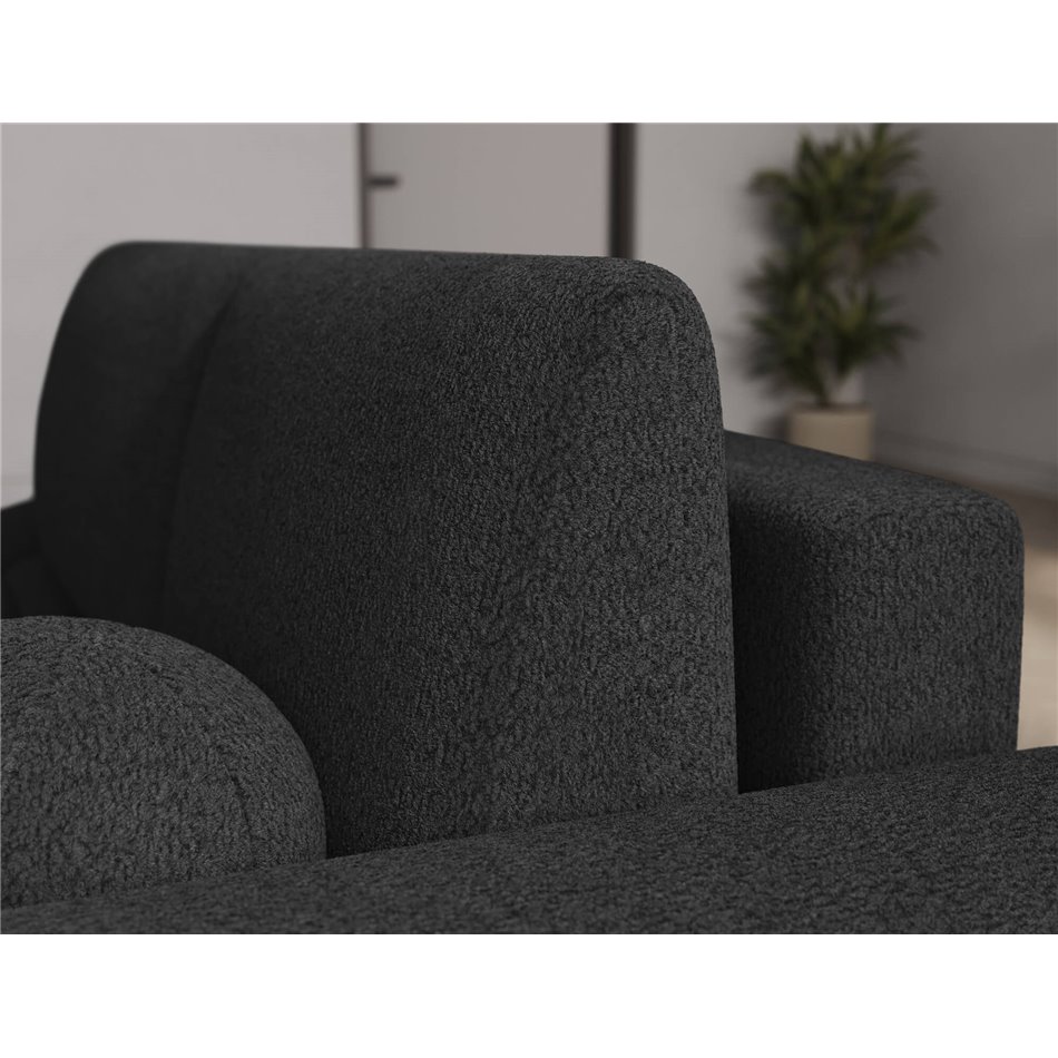 Corner sofa Elittario R, sleeping function, Royal 05, boucle, dark grey, H95x227x170cm