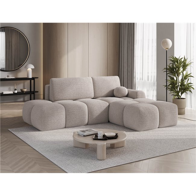 Corner sofa Elittario R, sleeping function, Royal 18, boucle, beige, H95x227x170cm