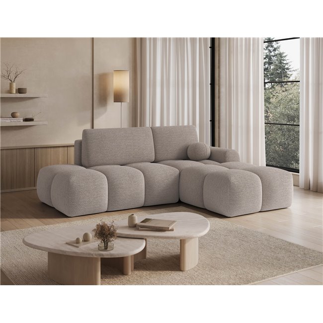 Corner sofa Elittario R, sleeping function, Royal 18, boucle, beige, H95x227x170cm
