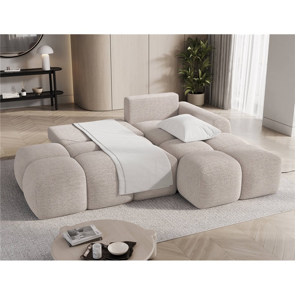 Corner sofa Elittario R, sleeping function, Royal 18, boucle, beige, H95x227x170cm