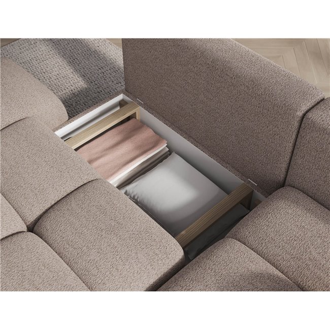 Corner sofa Elittario R, sleeping function, Royal 18, boucle, beige, H95x227x170cm