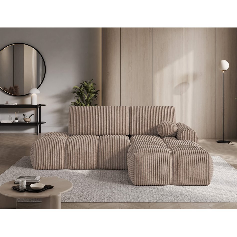 Corner sofa Elittario R, sleeping function, Modullo 20, light brown, H95x227x170cm