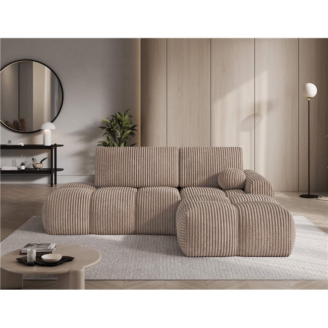 Corner sofa Elittario R, sleeping function, Modullo 20, light brown, H95x227x170cm