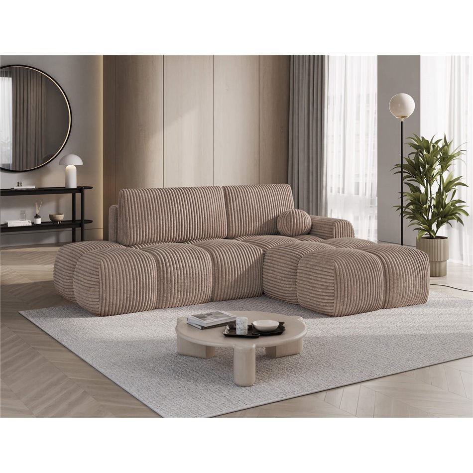 Corner sofa Elittario R, sleeping function, Modullo 20, light brown, H95x227x170cm