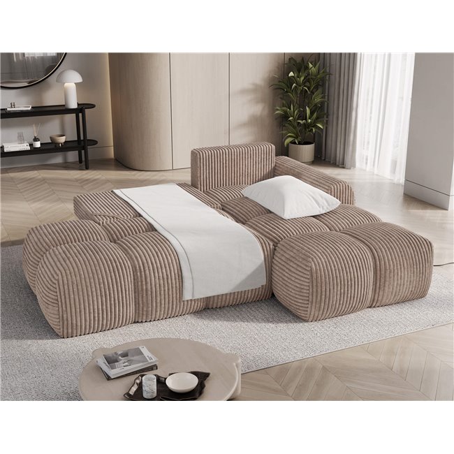 Corner sofa Elittario R, sleeping function, Modullo 20, light brown, H95x227x170cm