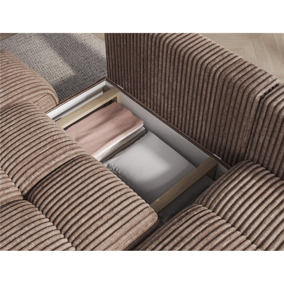 Corner sofa Elittario R, sleeping function, Modullo 20, light brown, H95x227x170cm