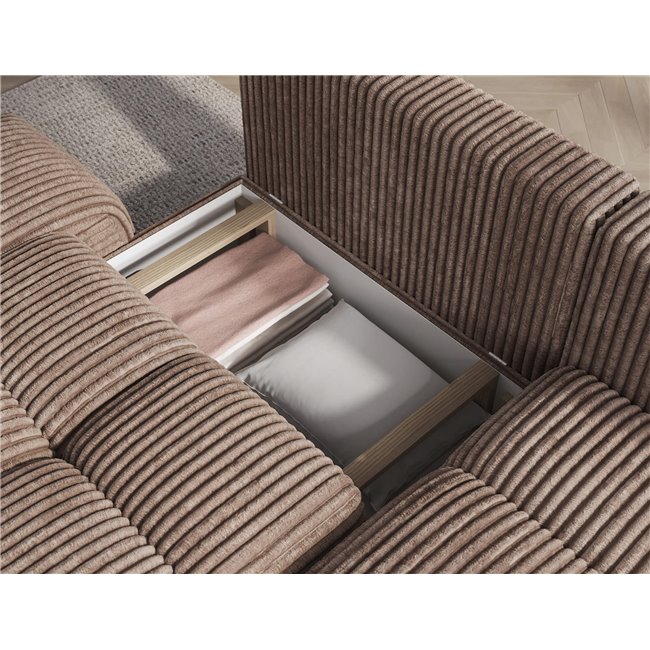 Corner sofa Elittario R, sleeping function, Modullo 20, light brown, H95x227x170cm