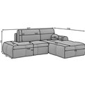 Corner sofa Elittario R, sleeping function, Modullo 20, light brown, H95x227x170cm
