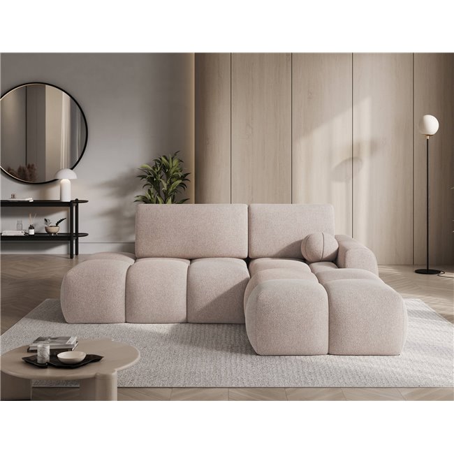 Corner sofa Elittario R, sleeping function, Xillar 20, light brown, H95x227x170cm