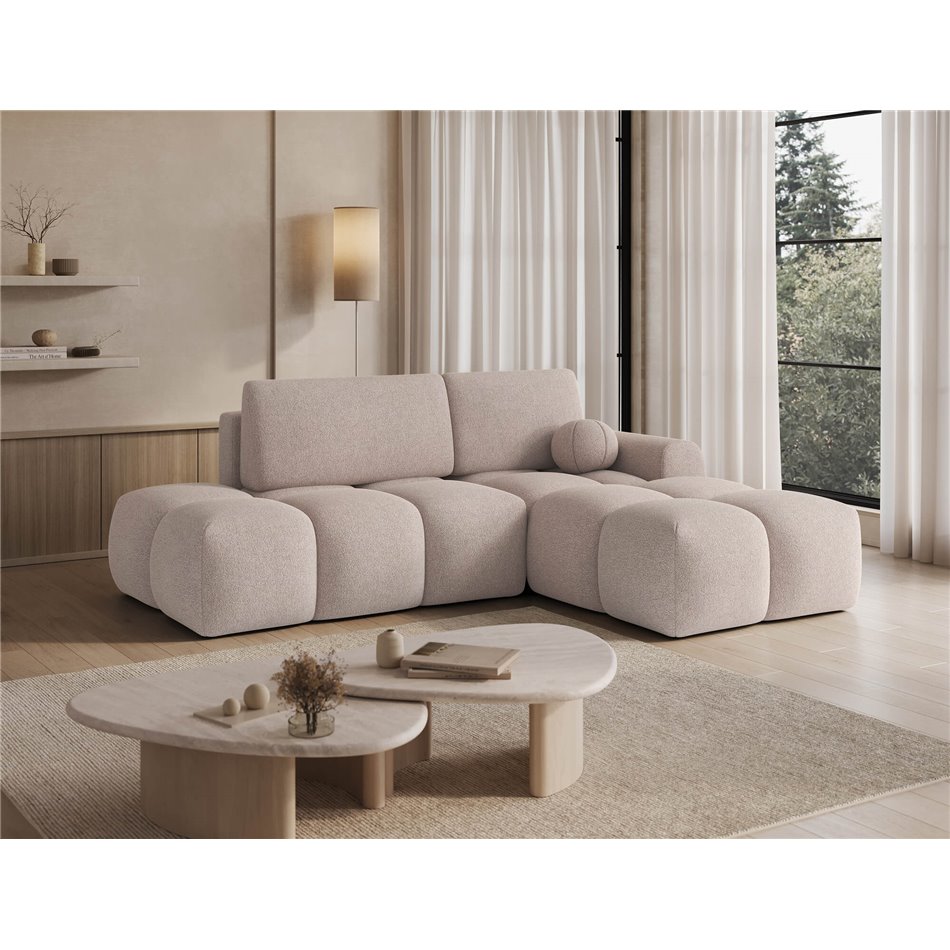 Corner sofa Elittario R, sleeping function, Xillar 20, light brown, H95x227x170cm