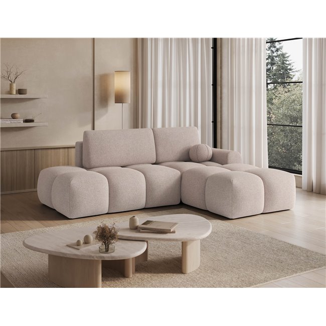 Corner sofa Elittario R, sleeping function, Xillar 20, light brown, H95x227x170cm
