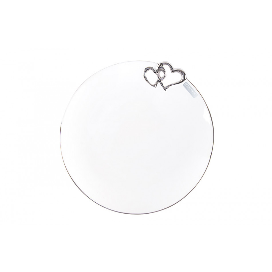 Тарелка Little Love, белый / серебро, керамика, H4cm, D27cm