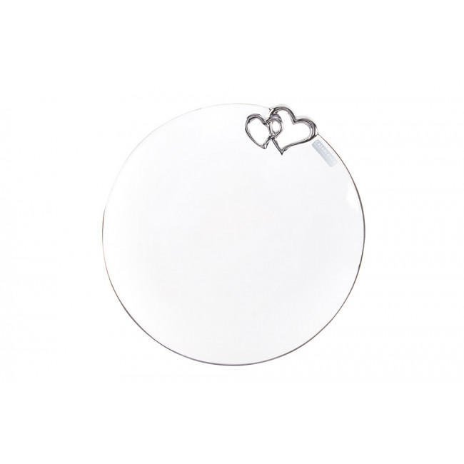 Тарелка Little Love, белый / серебро, керамика, H4cm, D27cm