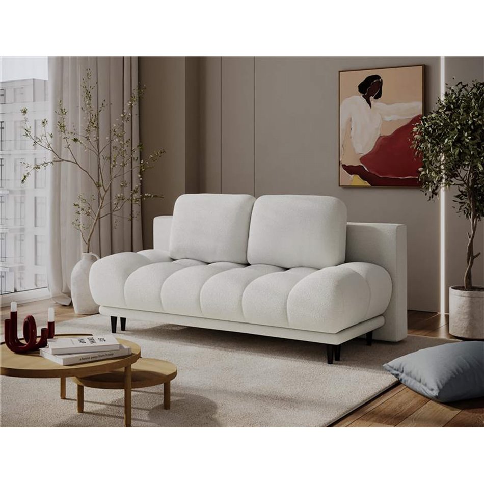 Sofa bed Elguavio, sleeping function, Paolli 01, white, H97x210x91cm