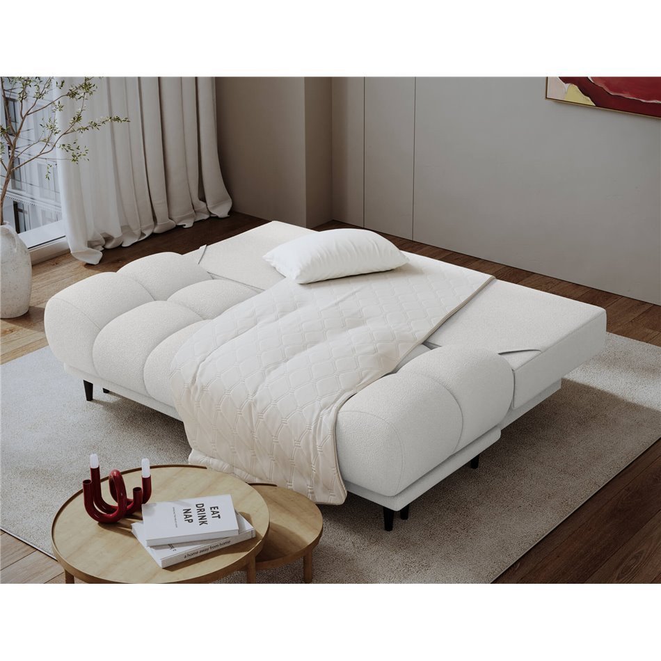Sofa bed Elguavio, sleeping function, Paolli 01, white, H97x210x91cm