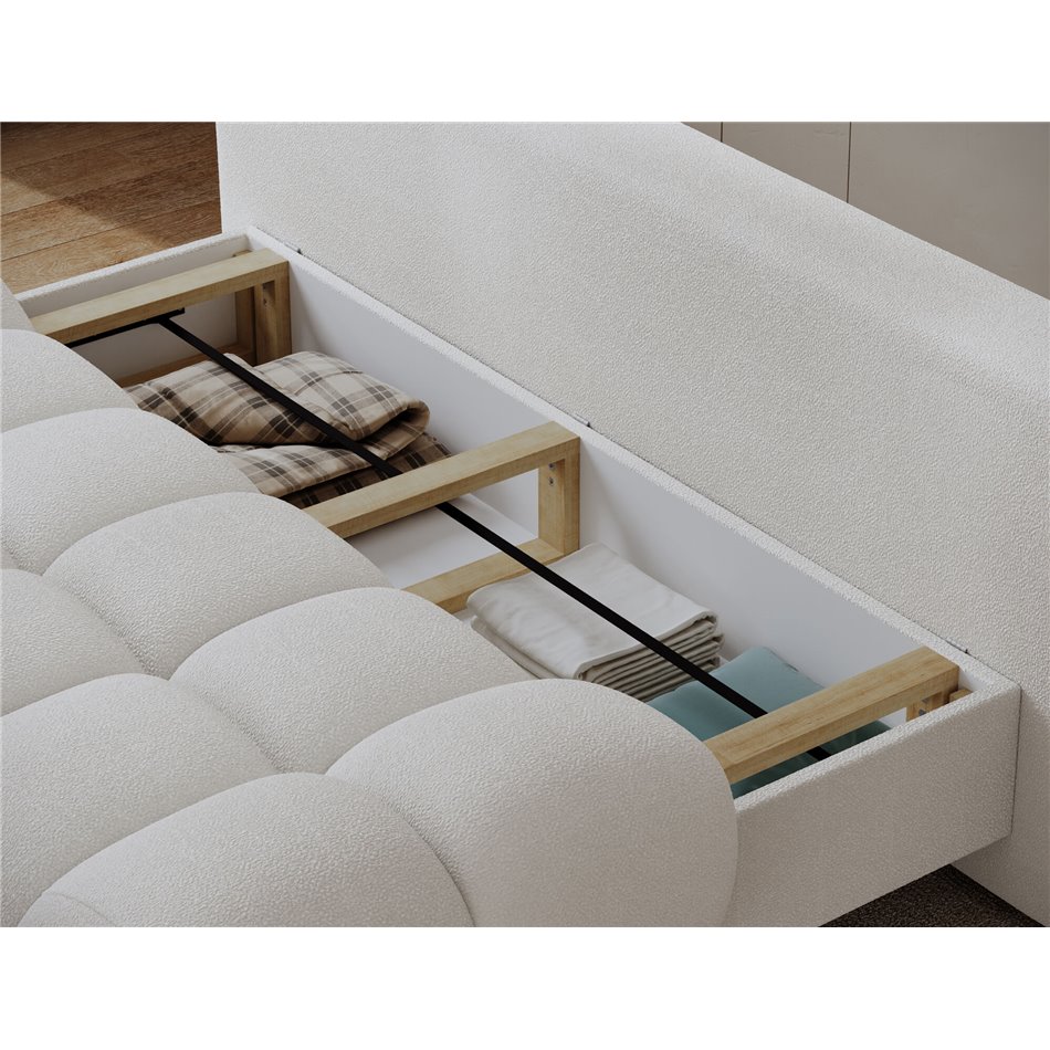 Sofa bed Elguavio, sleeping function, Paolli 01, white, H97x210x91cm