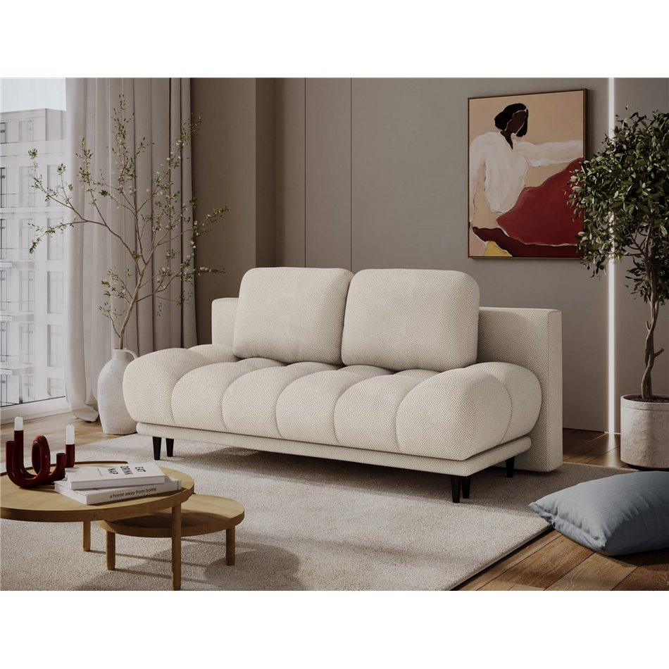 Sofa bed Elguavio, sleeping function, Calmora 18, beige, H97x210x91cm