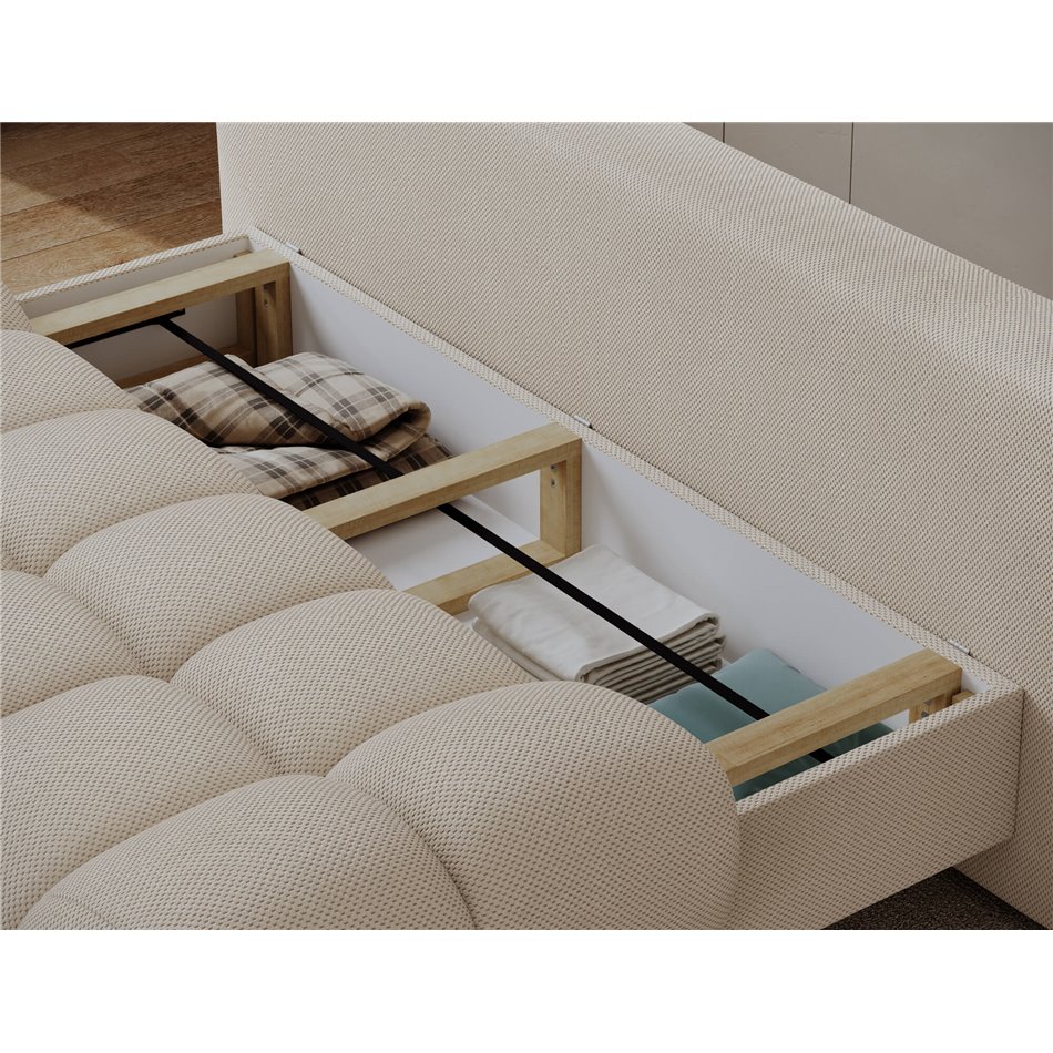 Sofa bed Elguavio, sleeping function, Calmora 18, beige, H97x210x91cm