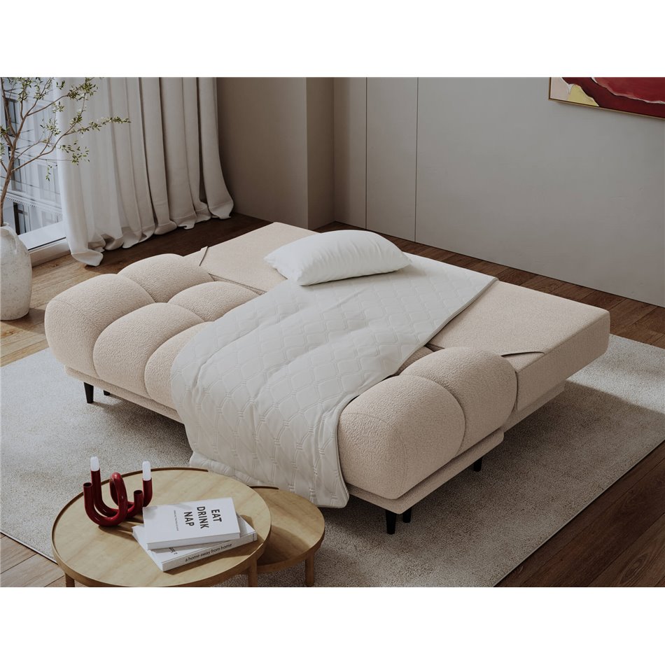 Sofa bed Elguavio, sleeping function, Royal 18, boucle, beige, H97x210x91cm