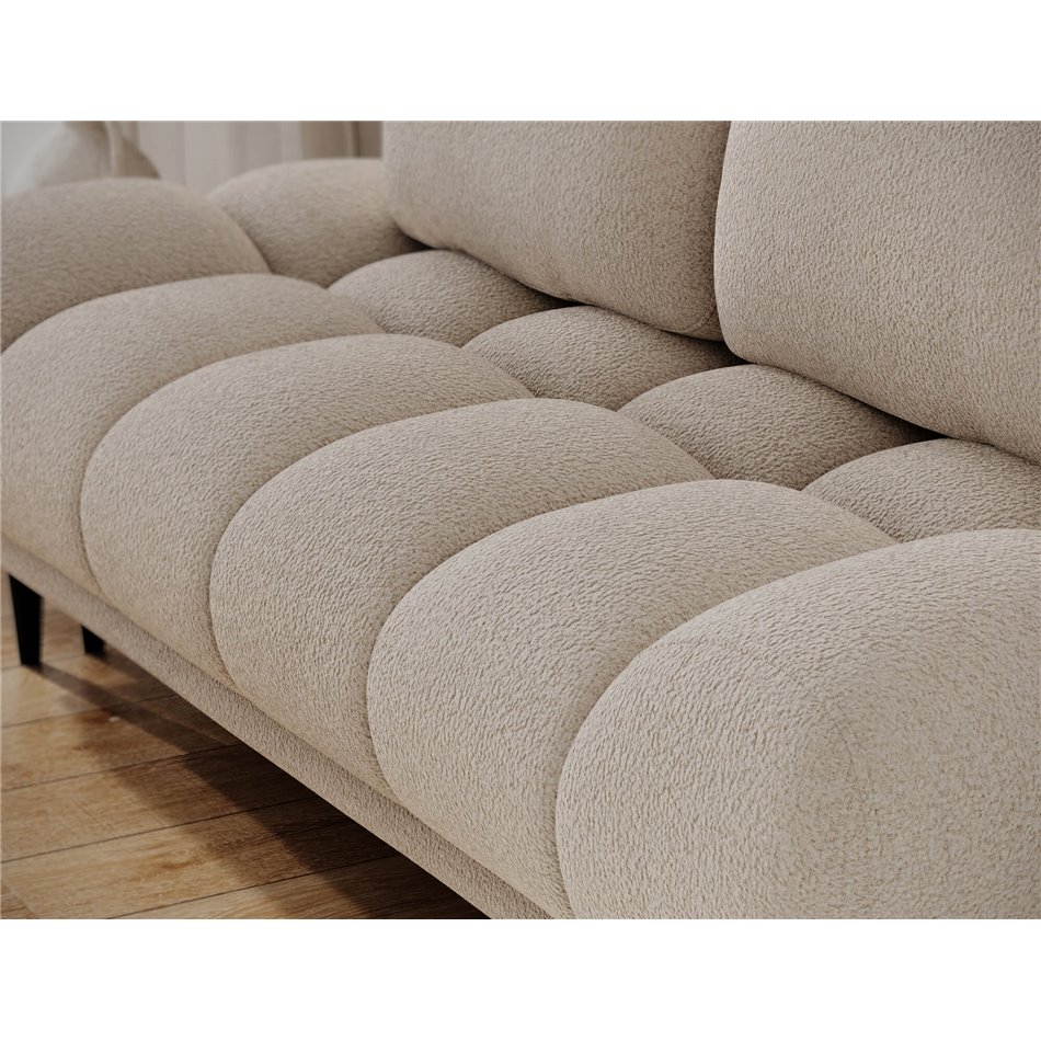 Sofa bed Elguavio, sleeping function, Royal 18, boucle, beige, H97x210x91cm