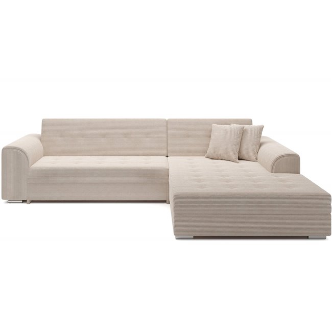Corner sofa Erento R, sleeping function, Jarell 18, corduroy, beige, H78x296x194cm