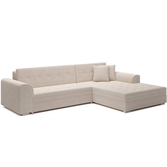 Corner sofa Erento R, sleeping function, Jarell 18, corduroy, beige, H78x296x194cm