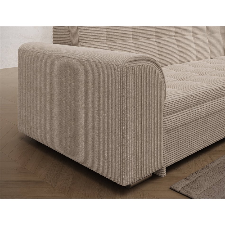 Corner sofa Erento R, sleeping function, Jarell 18, corduroy, beige, H78x296x194cm