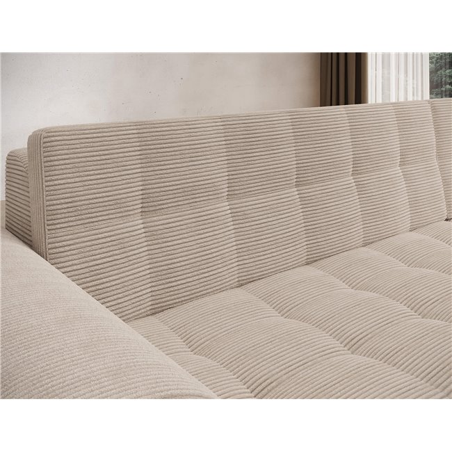 Corner sofa Erento R, sleeping function, Jarell 18, corduroy, beige, H78x296x194cm