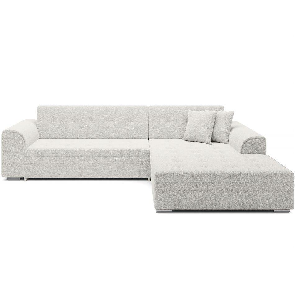 Corner sofa Erento R, sleeping function, Royal 01, boucle, white, H78x296x194cm