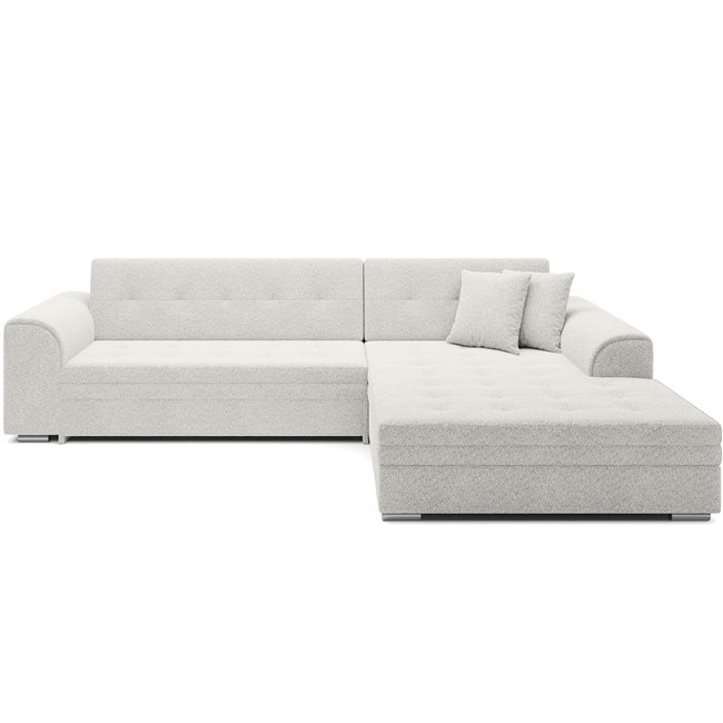 Corner sofa Erento R, sleeping function, Royal 01, boucle, white, H78x296x194cm