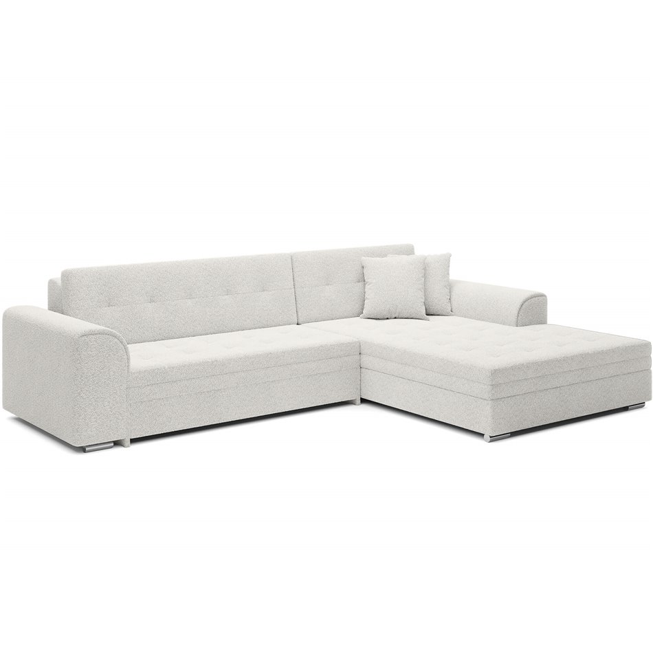 Corner sofa Erento R, sleeping function, Royal 01, boucle, white, H78x296x194cm