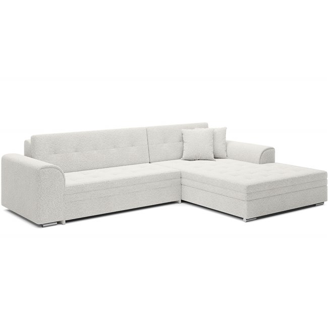 Corner sofa Erento R, sleeping function, Royal 01, boucle, white, H78x296x194cm