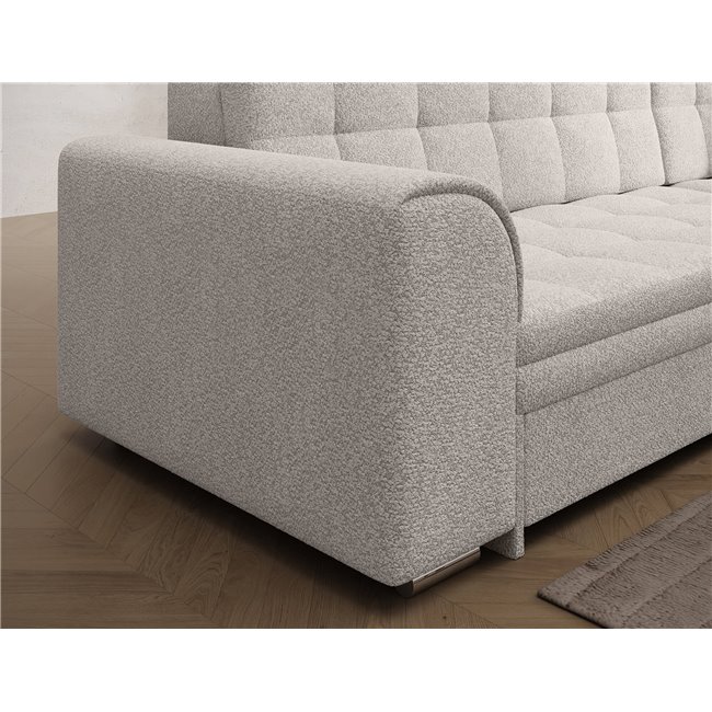 Corner sofa Erento R, sleeping function, Royal 01, boucle, white, H78x296x194cm