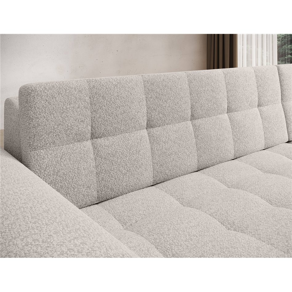 Corner sofa Erento R, sleeping function, Royal 01, boucle, white, H78x296x194cm