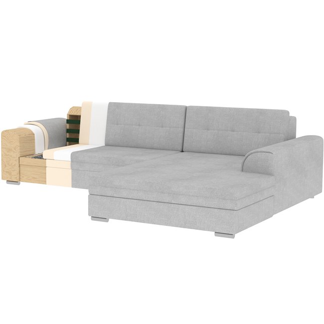 Corner sofa Erento R, sleeping function, Royal 01, boucle, white, H78x296x194cm