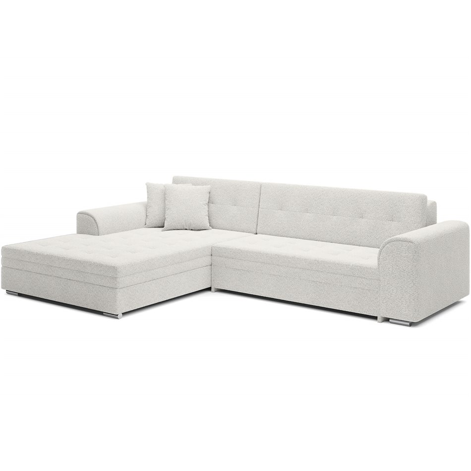 Corner sofa Erento L, sleeping function, Royal 01, boucle, white, H78x296x194cm