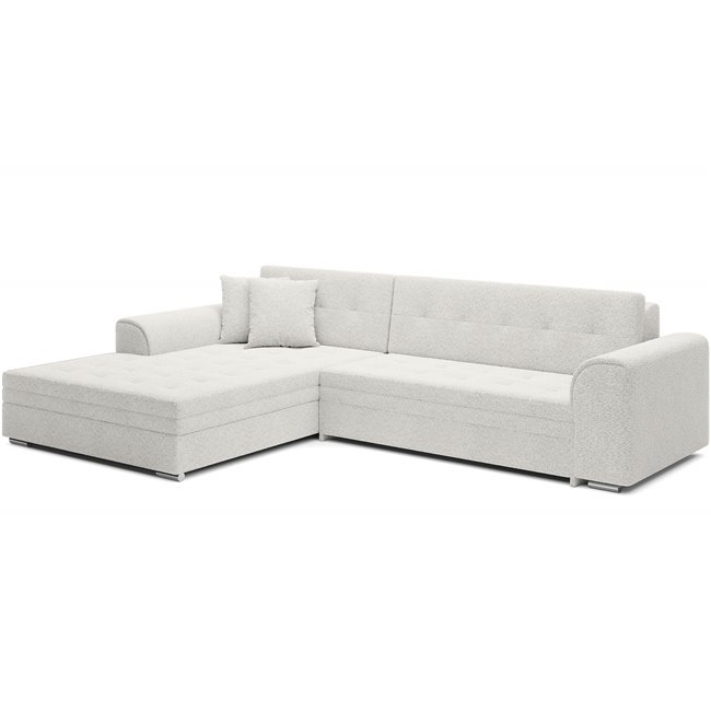 Corner sofa Erento L, sleeping function, Royal 01, boucle, white, H78x296x194cm