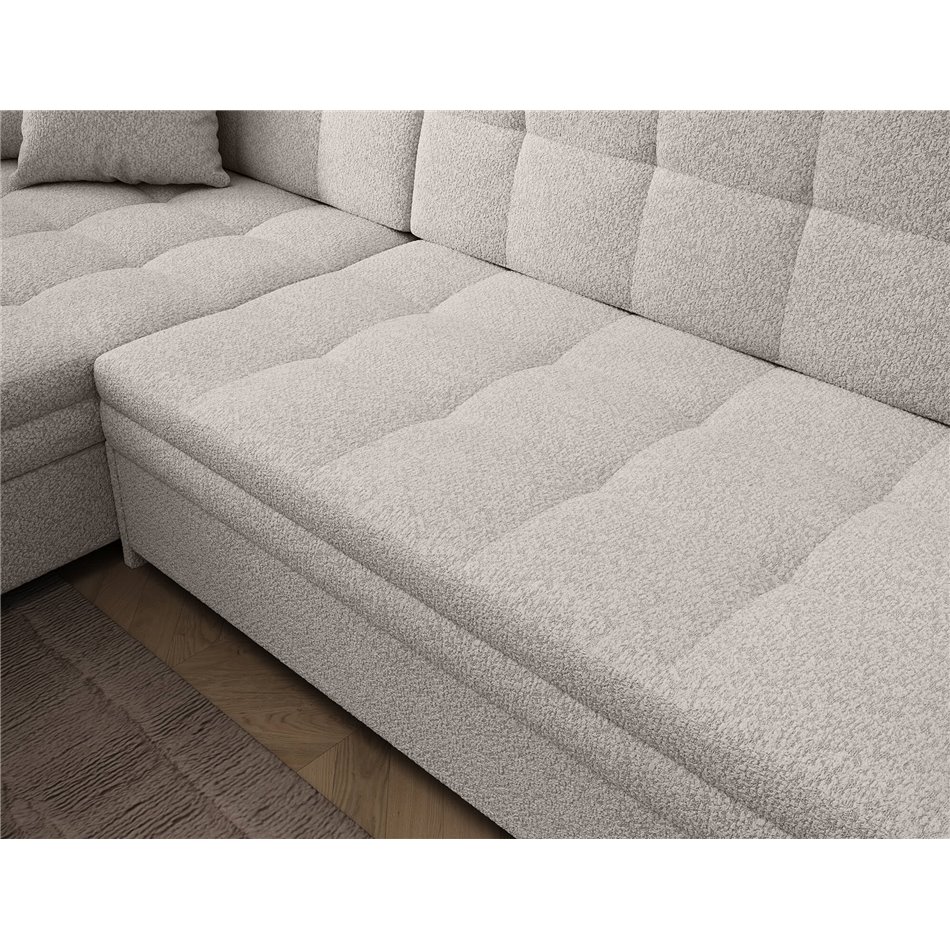 Corner sofa Erento L, sleeping function, Royal 01, boucle, white, H78x296x194cm