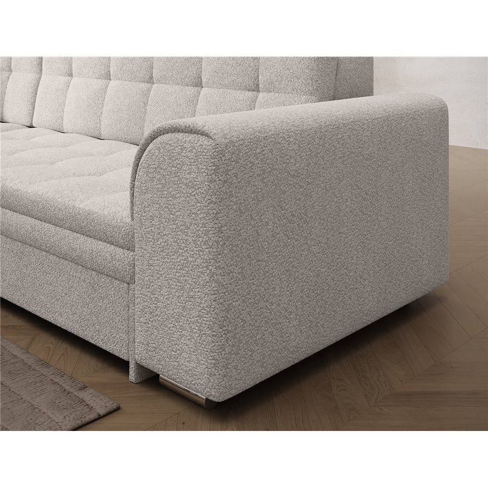 Corner sofa Erento L, sleeping function, Royal 01, boucle, white, H78x296x194cm