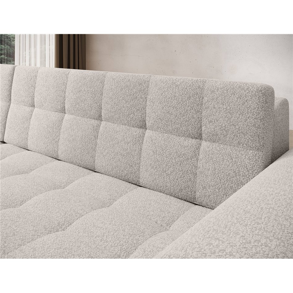 Corner sofa Erento L, sleeping function, Royal 01, boucle, white, H78x296x194cm