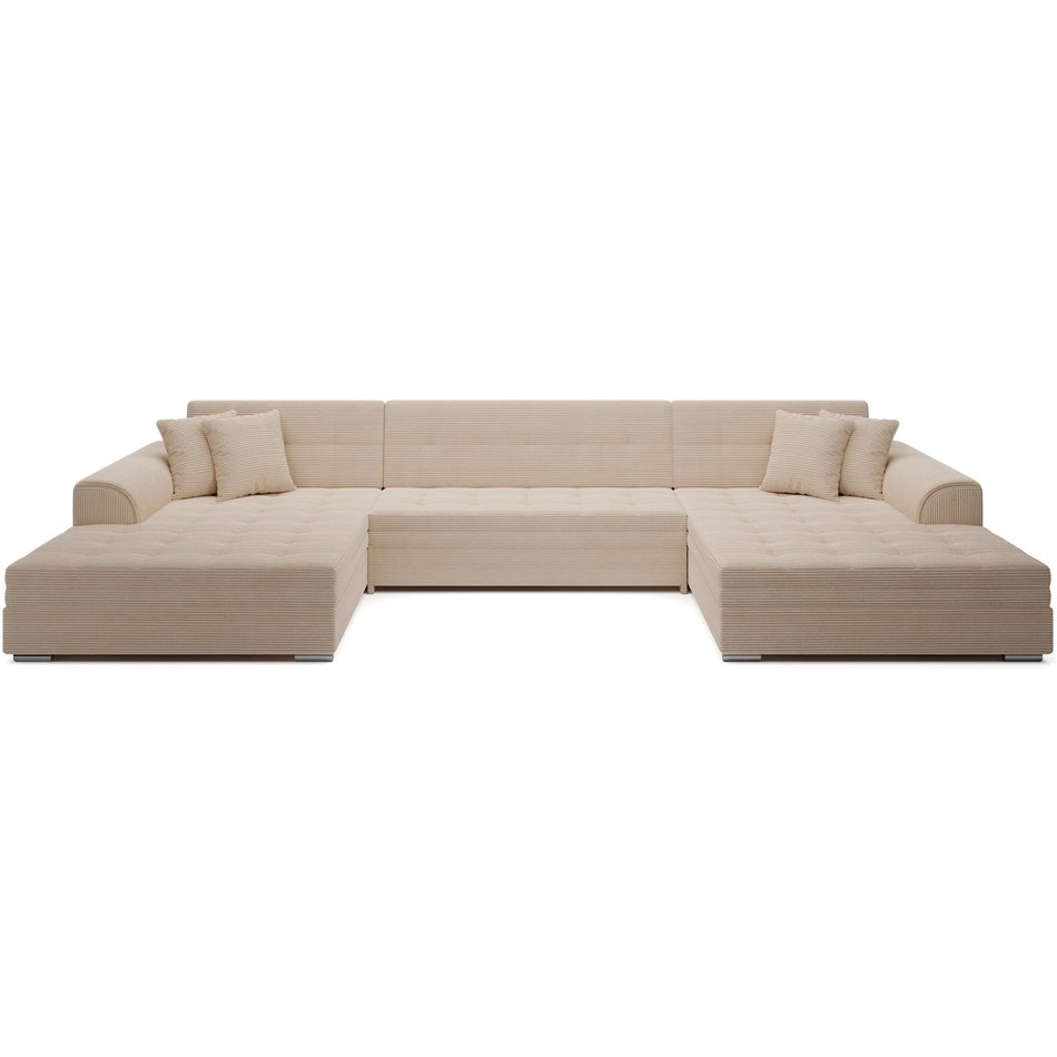 U-shaped sofa Evento Symmetrical, sleeping function, Royal 01, boucle, white, H78x359x165cm